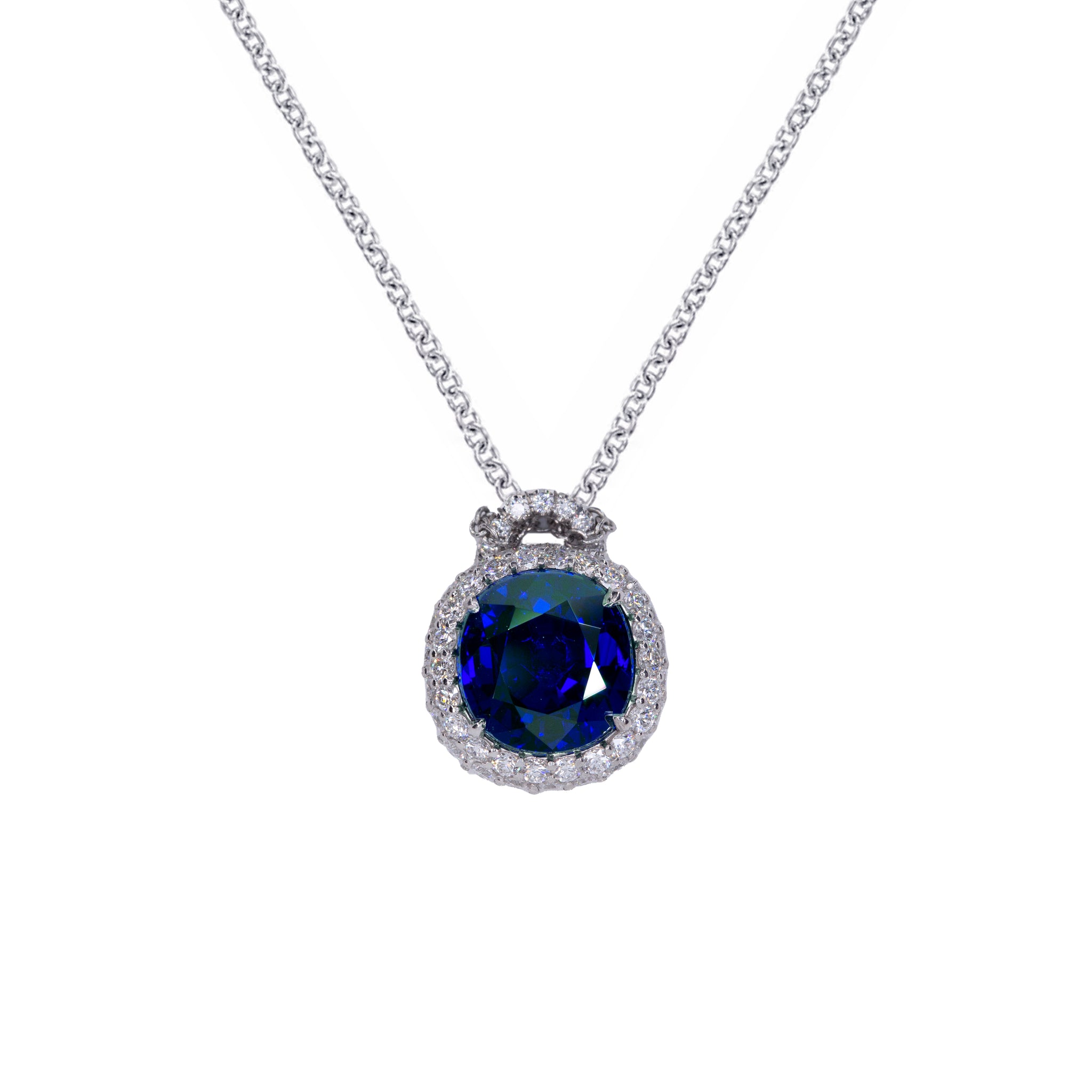 the royale pendant in sapphire
