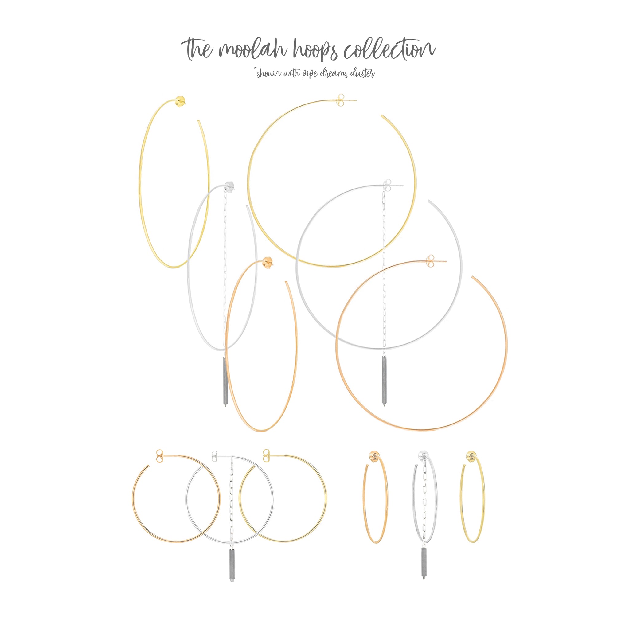 biggie moolah hoops with duster white gold and oxidized silver