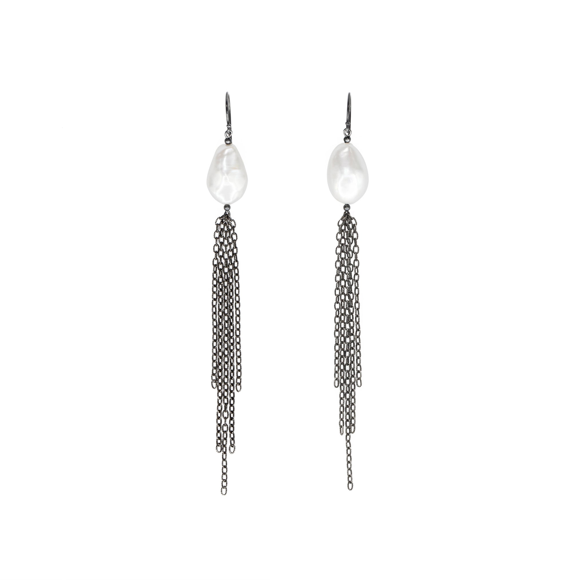 fresH2O pearl earrings oxidized silver