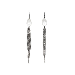 fresH2O pearl earrings oxidized silver